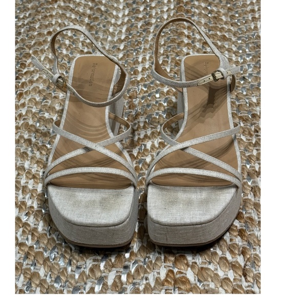 Reformation - Platform Wedge Sandals – Oatmeal Linen (Size 39 / US 8.5) - Picture 9 of 14